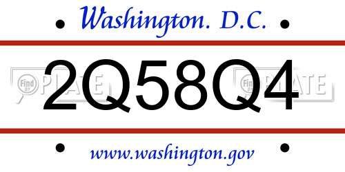 2Q58Q4 District Of Columbia License Plate