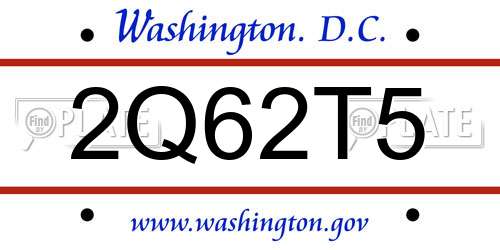 2Q62T5 District Of Columbia License Plate