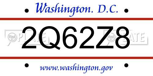 2Q62Z8 District Of Columbia License Plate