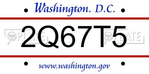 2Q67T5 District Of Columbia License Plate