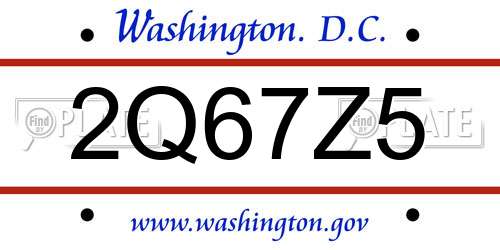 2Q67Z5 District Of Columbia License Plate