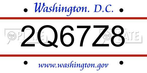 2Q67Z8 District Of Columbia License Plate