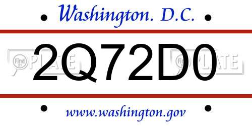 2Q72D0 District Of Columbia License Plate