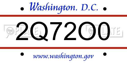 2Q72O0 District Of Columbia License Plate
