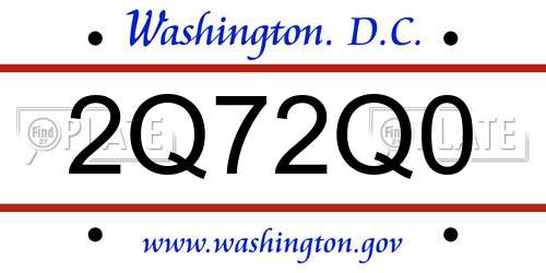 2Q72Q0 District Of Columbia License Plate