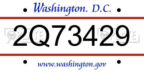 2Q73429 District Of Columbia License Plate