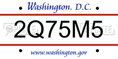 2Q75M5 District Of Columbia License Plate
