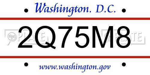 2Q75M8 District Of Columbia License Plate