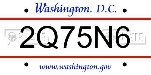 2Q75N6 District Of Columbia License Plate