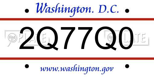 2Q77Q0 District Of Columbia License Plate