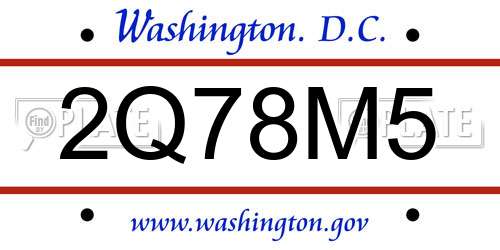 2Q78M5 District Of Columbia License Plate
