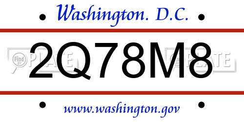 2Q78M8 District Of Columbia License Plate