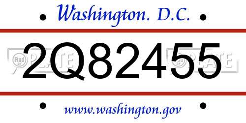 2Q82455 District Of Columbia License Plate