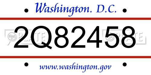 2Q82458 District Of Columbia License Plate