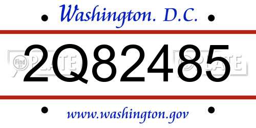 2Q82485 District Of Columbia License Plate