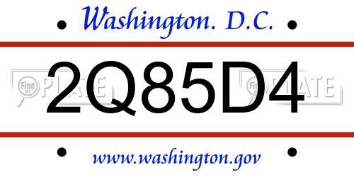 2Q85D4 District Of Columbia License Plate