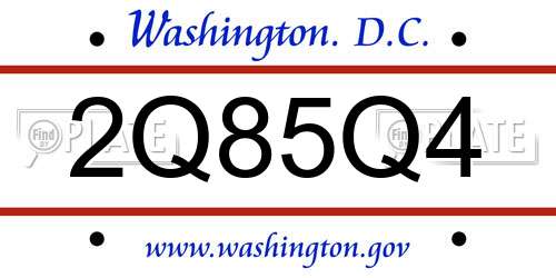 2Q85Q4 District Of Columbia License Plate