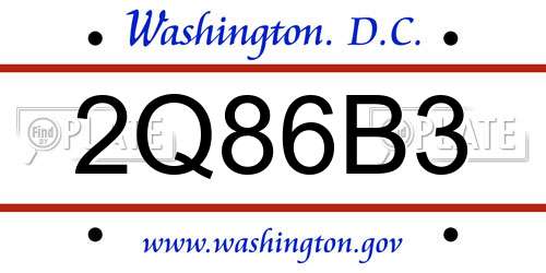2Q86B3 District Of Columbia License Plate