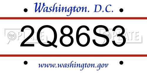 2Q86S3 District Of Columbia License Plate