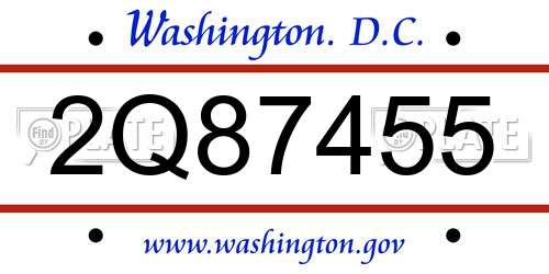 2Q87455 District Of Columbia License Plate