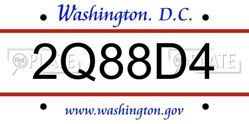 2Q88D4 District Of Columbia License Plate