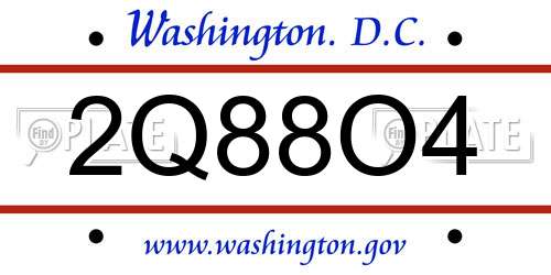 2Q88O4 District Of Columbia License Plate