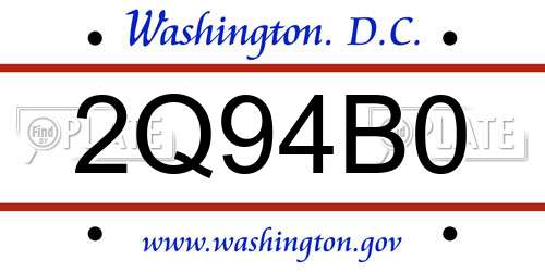 2Q94B0 District Of Columbia License Plate