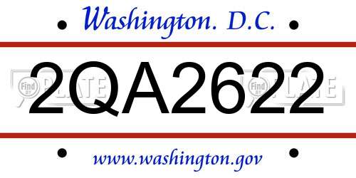 2QA2622 District Of Columbia License Plate