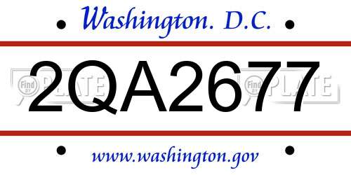 2QA2677 District Of Columbia License Plate