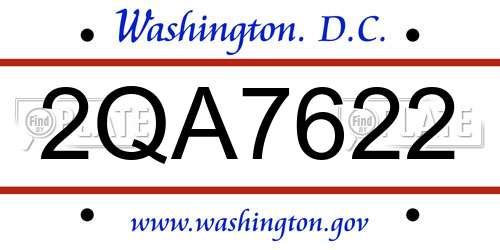 2QA7622 District Of Columbia License Plate