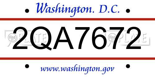 2QA7672 District Of Columbia License Plate