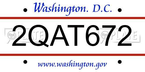2QAT672 District Of Columbia License Plate