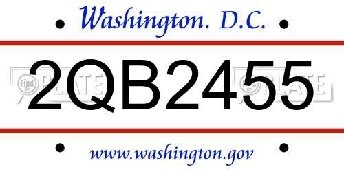 2QB2455 District Of Columbia License Plate