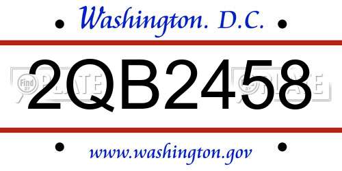 2QB2458 District Of Columbia License Plate