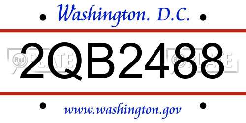 2QB2488 District Of Columbia License Plate