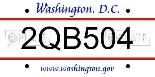 2QB504 District Of Columbia License Plate