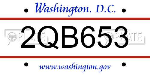 2QB653 District Of Columbia License Plate