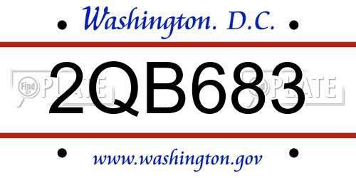 2QB683 District Of Columbia License Plate