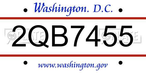 2QB7455 District Of Columbia License Plate