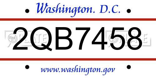 2QB7458 District Of Columbia License Plate
