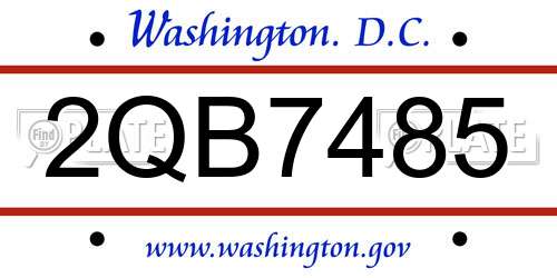 2QB7485 District Of Columbia License Plate
