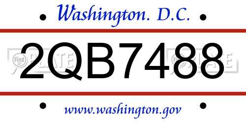 2QB7488 District Of Columbia License Plate