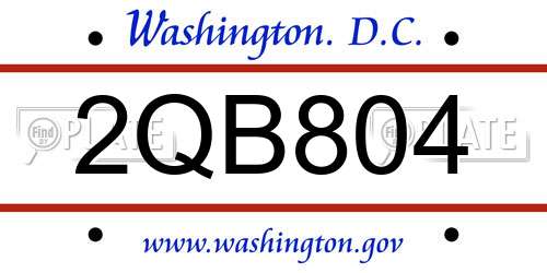 2QB804 District Of Columbia License Plate