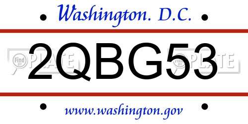 2QBG53 District Of Columbia License Plate