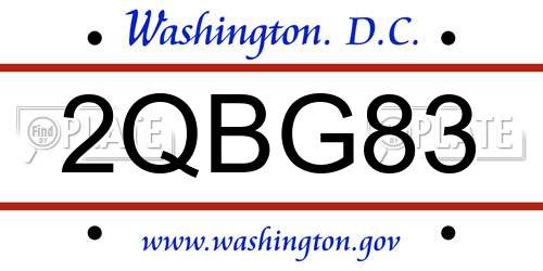 2QBG83 District Of Columbia License Plate
