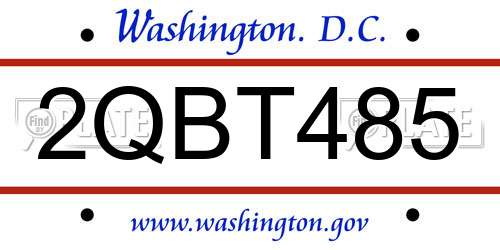 2QBT485 District Of Columbia License Plate