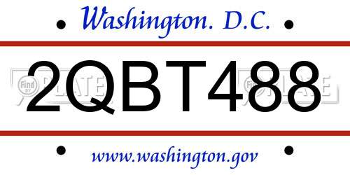 2QBT488 District Of Columbia License Plate