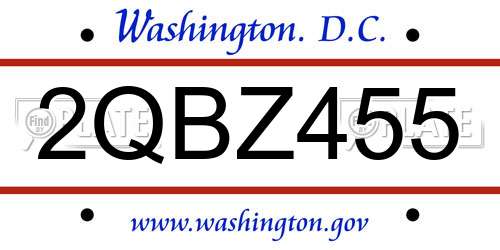 2QBZ455 District Of Columbia License Plate