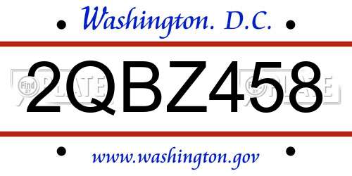 2QBZ458 District Of Columbia License Plate