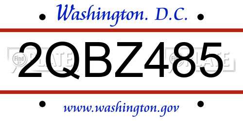 2QBZ485 District Of Columbia License Plate